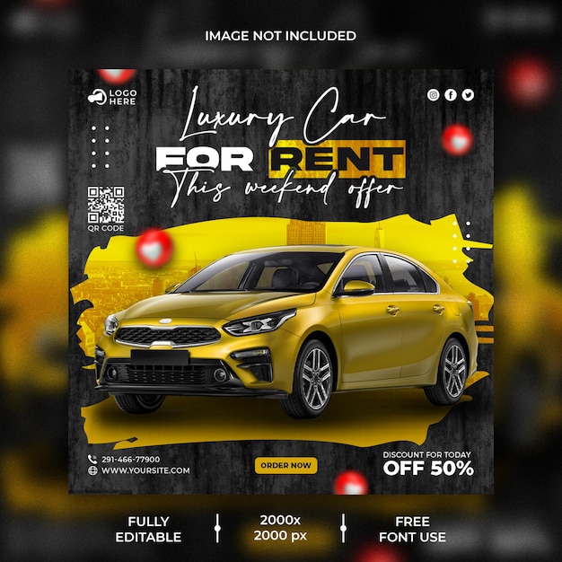 Car rental promotion social media instagram post banner template