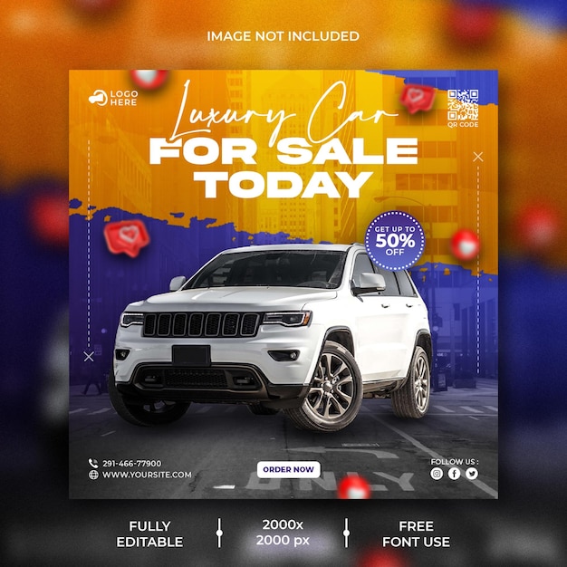 PSD car rental promotion social media instagram post banner template