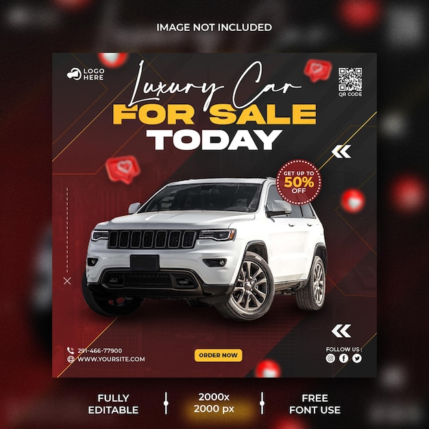 PSD car rental promotion social media instagram post banner template