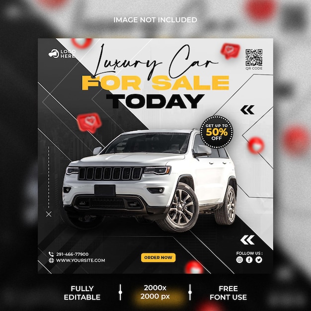 PSD car rental promotion social media instagram post banner template