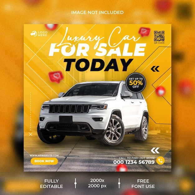 Car rental promotion social media instagram post banner template