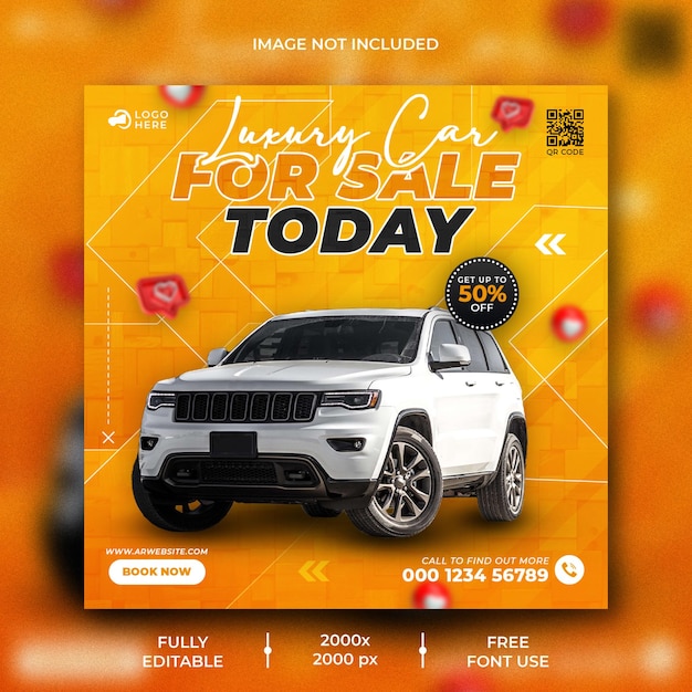 PSD car rental promotion social media instagram post banner template