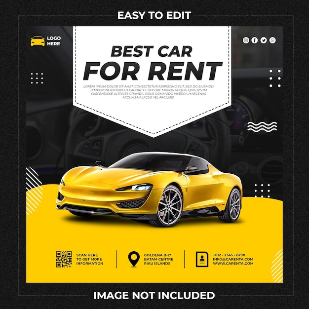 Car rental promotion social media instagram post banner template