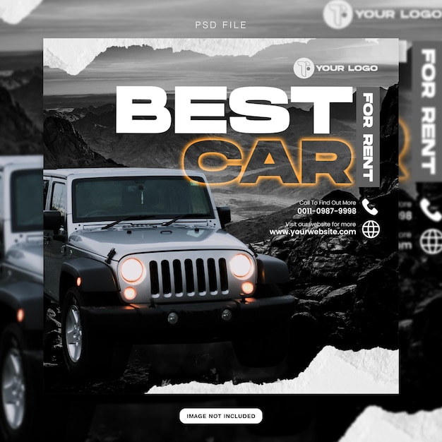 PSD car rental promotion social media instagram post banner template