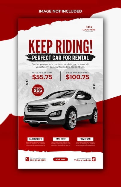 Car rental promotion social media instagram story banner template