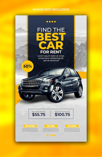 PSD car rental promotion social media instagram story banner template