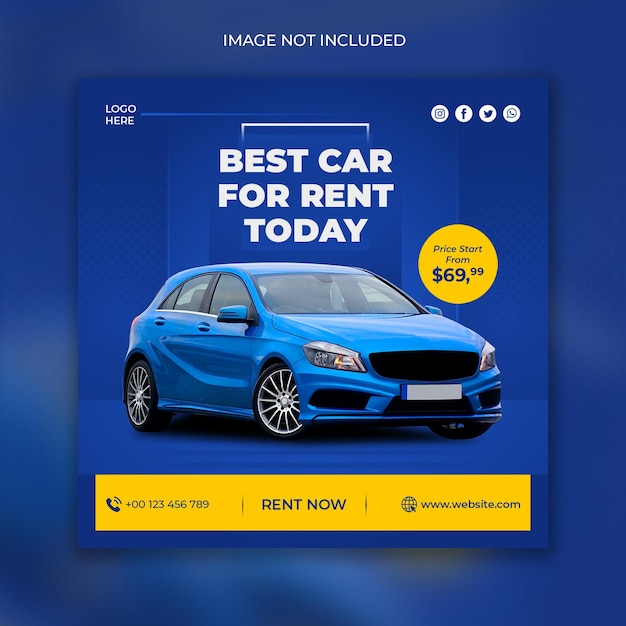 Car rental promotion social media post instagram banner or square flyer template