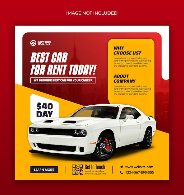 Car rental promotion social media post and web banner design template