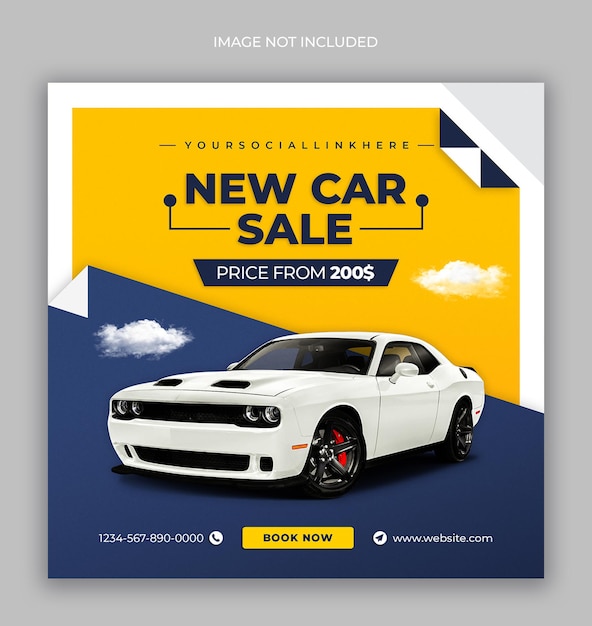 PSD car rental promotion social media post and web banner design template