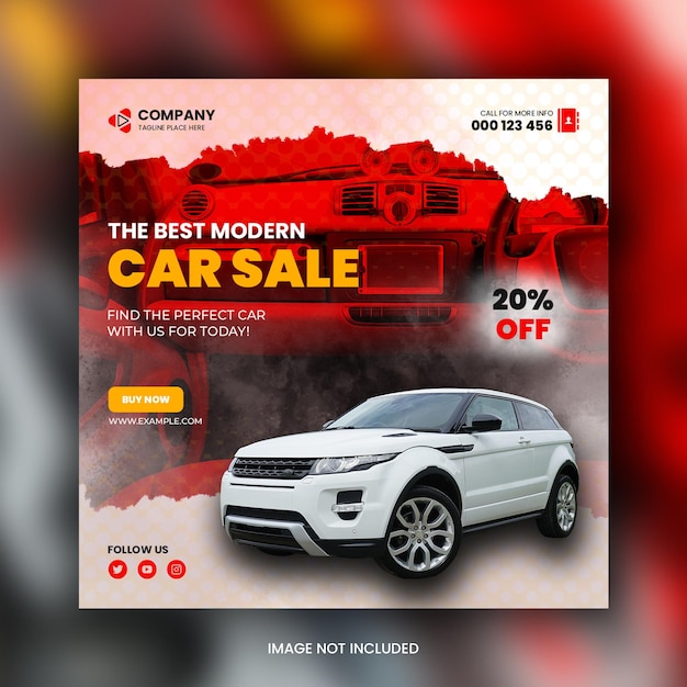 PSD car rental promotional social media post and square instagram banner template