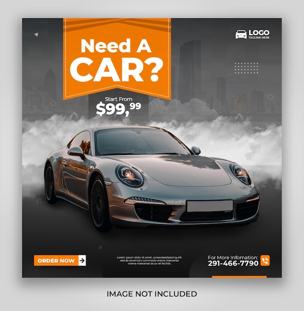 Car rental or rent a car instagram and facebook social media post web banner flyer template