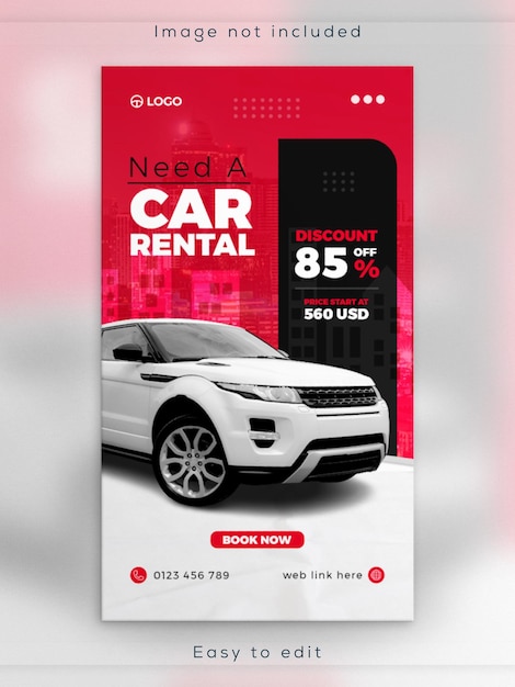 Car rental and sale instagram story or social media instagram promotion advertising post template