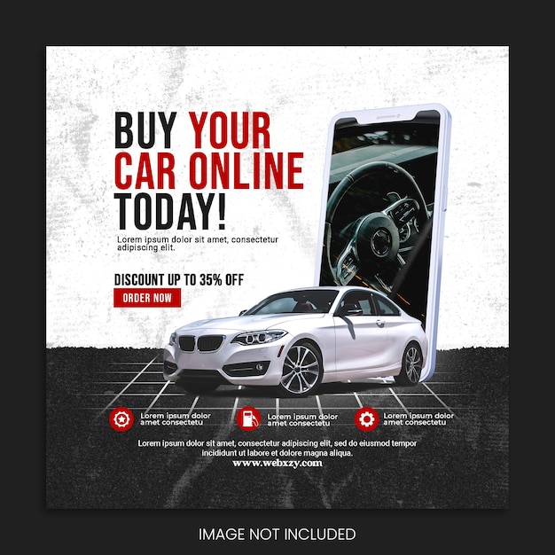 PSD Рекламный пост в социальных сетях по аренде автомобилей в instagram в современном шаблоне