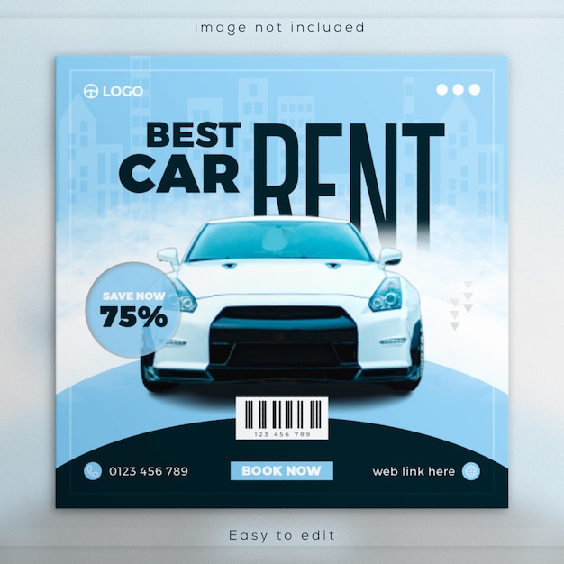 PSD car rental and sale social media instagram promotion post or square web banner advertising template