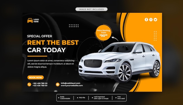 PSD car rental sell promotion social media promotion banner instagram post design