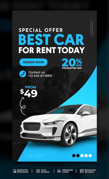 Car rental sell promotion social media promotion Instagram Facebook story template