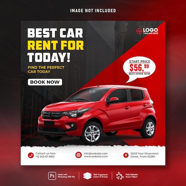 PSD car rental sell social media post promotion template design