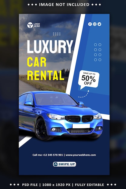 PSD car rental social media instagram story promotion template