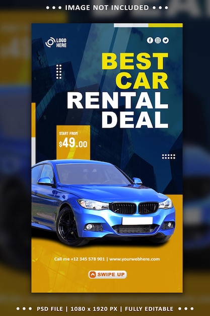 PSD car rental social media instagram story promotion template