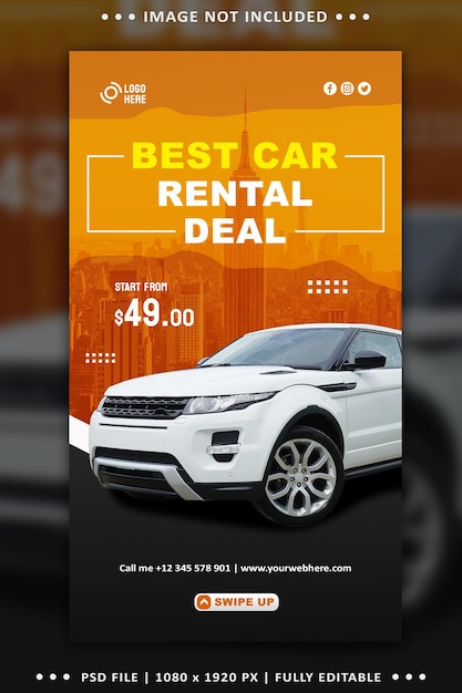 PSD car rental social media instagram story promotion template