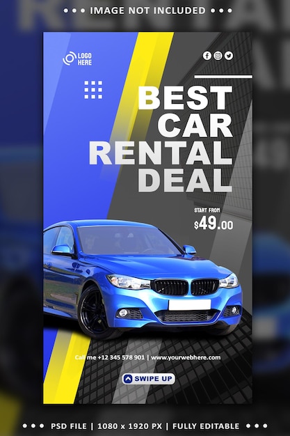 Car rental social media instagram story promotion template