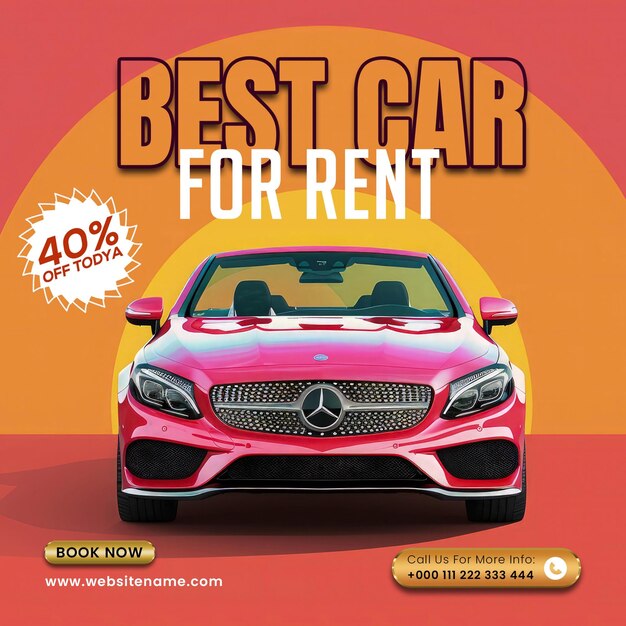 Car rental social media post template design or instagram post banner