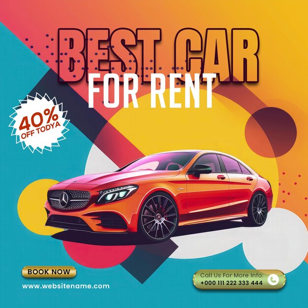 car rental social media post template design or instagram post banner