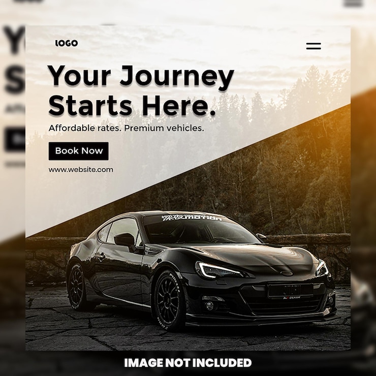 PSD car rental social media post template