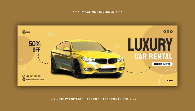 PSD car rental social media promotion facebook cover banner template premium psd