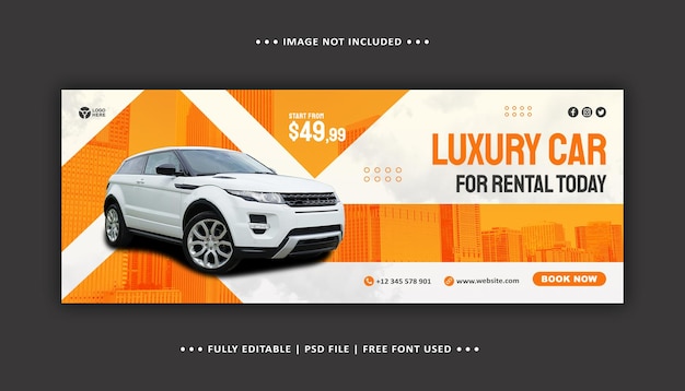 Car rental social media promotion facebook cover banner template premium psd