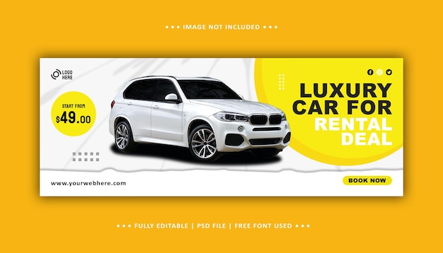 PSD car rental social media promotion facebook cover banner template