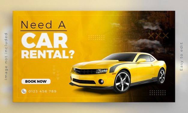 Car rental verkoopt promotionele webbanner en modern social media omslagsjabloonontwerp