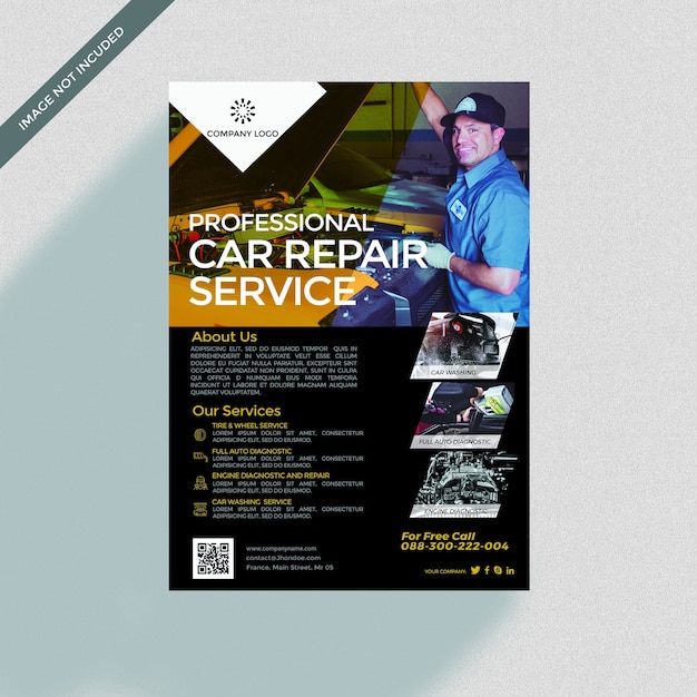 PSD car repair brochure cover mockup