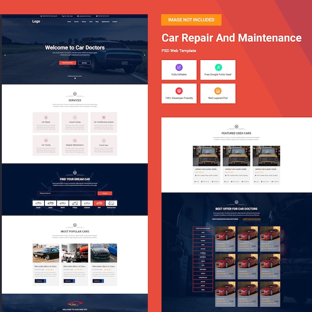 Car repair web template