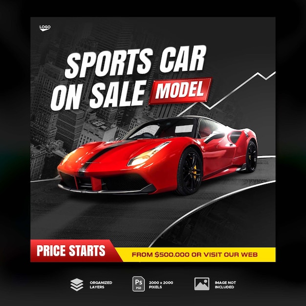 Car sale advertisement social media post banner