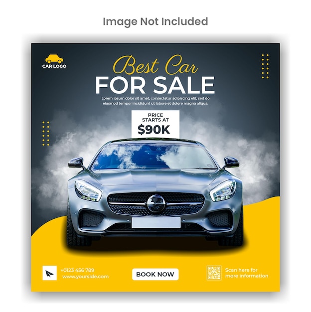 車の販売のinstagramまたはソーシャルメディアの投稿テンプレートのデザイン
