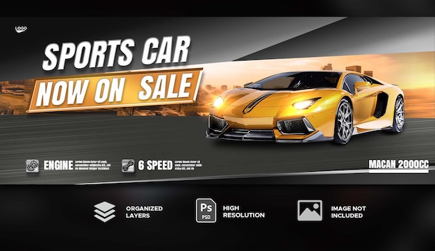 PSD Рекламная обложка для продажи автомобилей и веб-баннер
