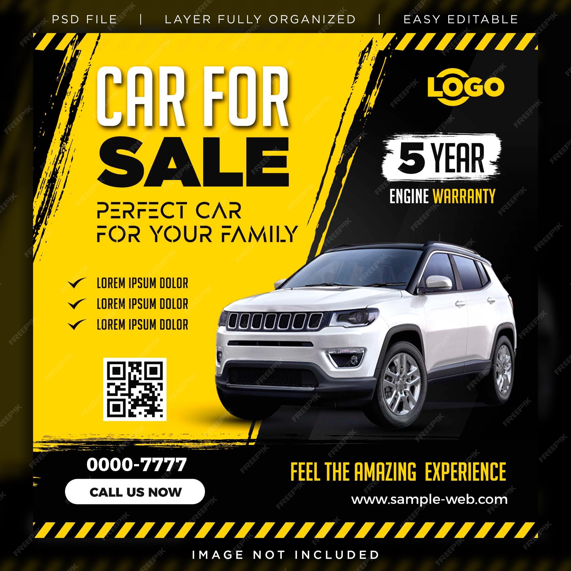 Premium PSD Car for sale promotion social media post template