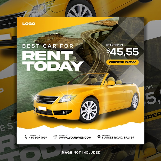 PSD car sale rental flyer banner poster social media