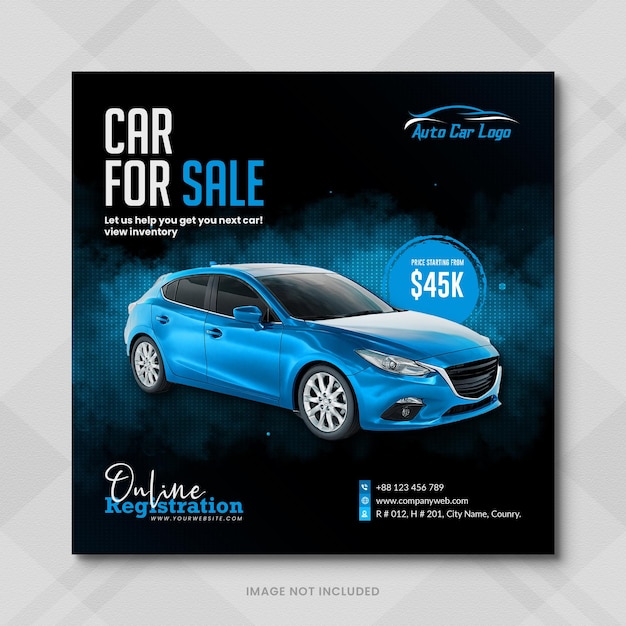 PSD modello di post banner per social media di vendita di auto