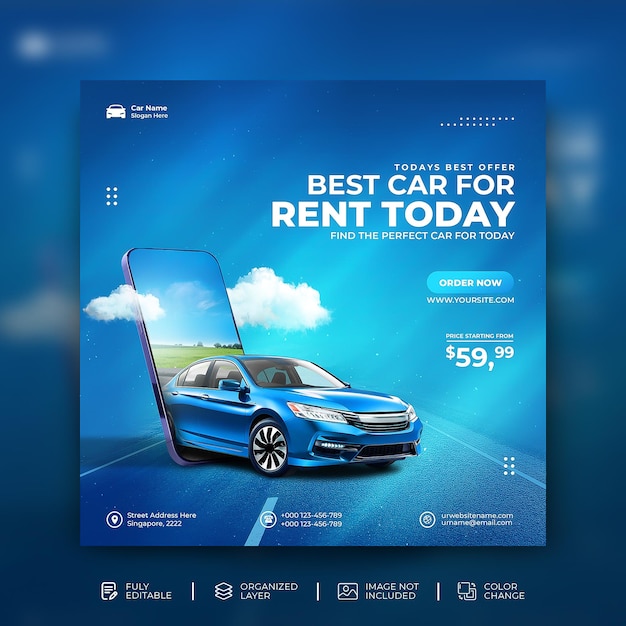 PSD car sell promotion social media instagram post template psd