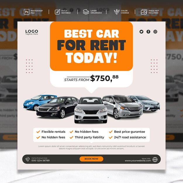 PSD car sell promotion social media instagram post template