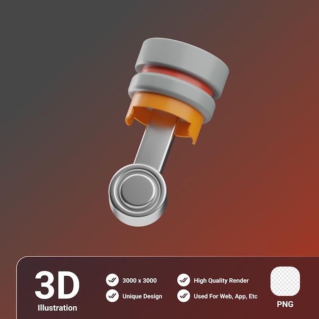 PSD car service piston 3d illustration