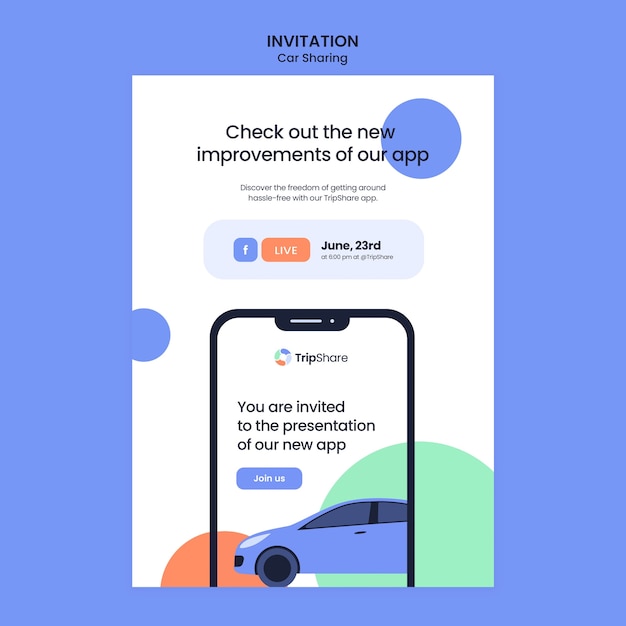 PSD car sharing service invitation template