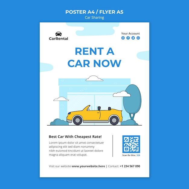 PSD car sharing service poster template