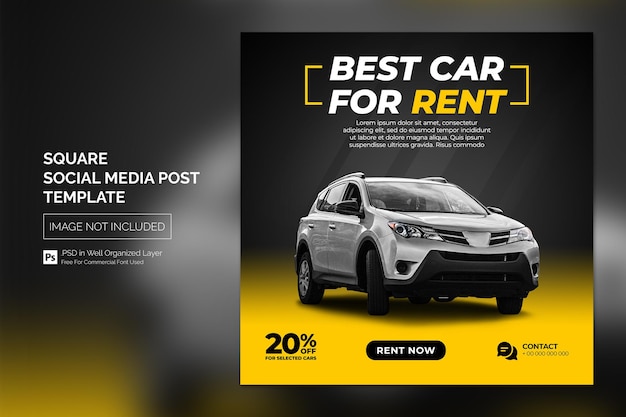 car social media instagram post or square web banner advertising template