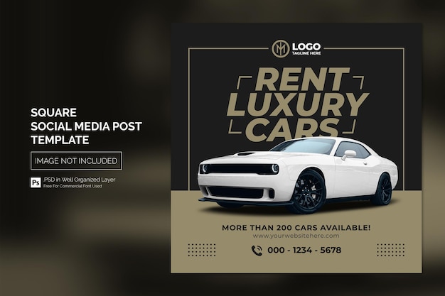 PSD car social media instagram post or square web banner advertising template