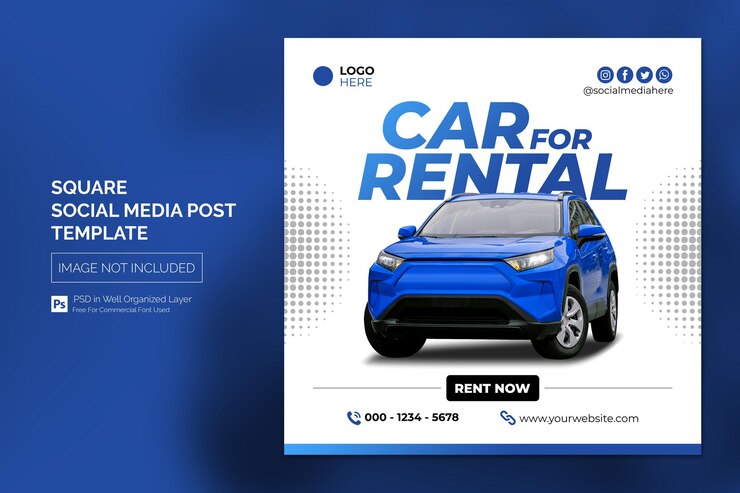  Car social media instagram post or square web banner advertising template