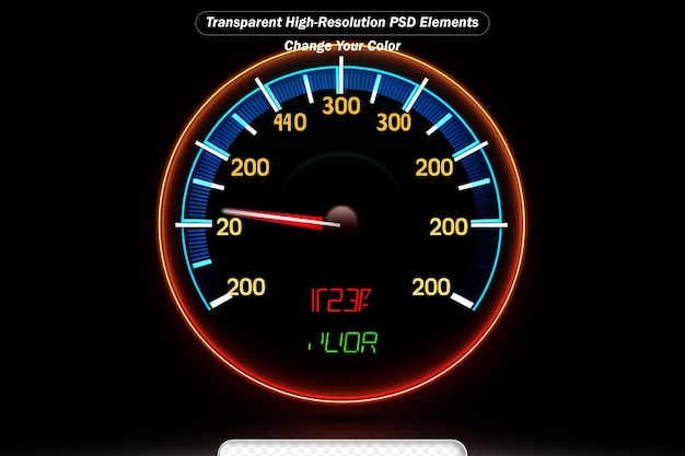 PSD 車のスピードメーターが高速で動いている