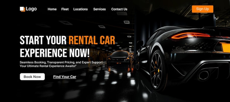 PSD car tental website landing page landing page for car rent home page design for car sale template